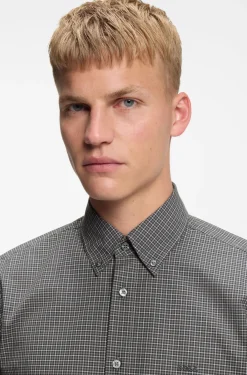 Regular-fit shirt in checked stretch-cotton dobby