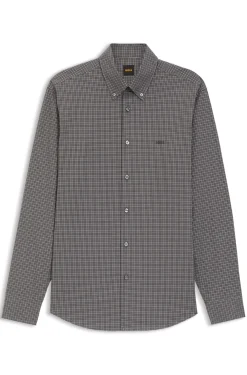 Regular-fit shirt in checked stretch-cotton dobby