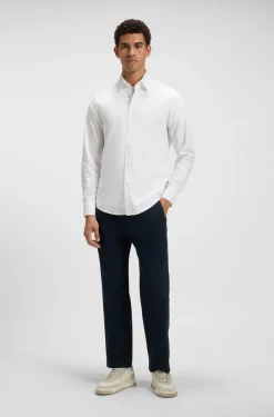 Regular-fit shirt in cotton poplin with embroidered logo