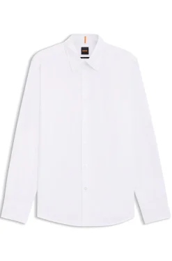 Regular-fit shirt in cotton poplin with embroidered logo