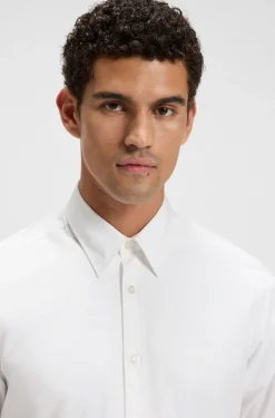 Regular-fit shirt in cotton poplin with embroidered logo