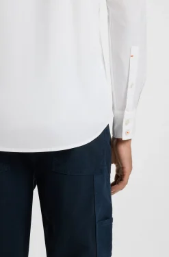 Regular-fit shirt in cotton poplin with embroidered logo