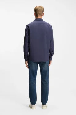 Regular-fit shirt in cotton poplin with embroidered logo