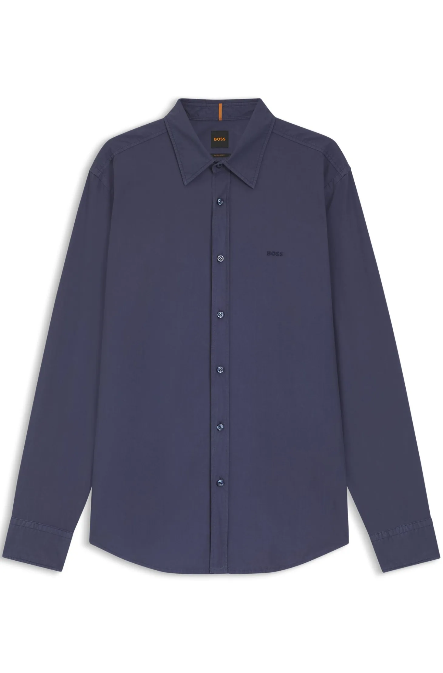 Regular-fit shirt in cotton poplin with embroidered logo