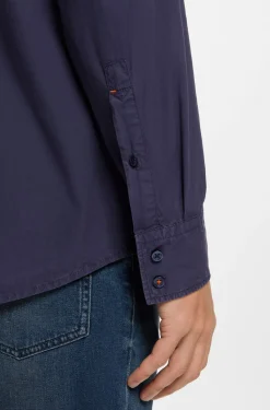 Regular-fit shirt in cotton poplin with embroidered logo