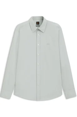 Regular-fit shirt in cotton poplin with embroidered logo