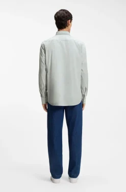 Regular-fit shirt in cotton poplin with embroidered logo