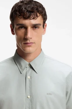 Regular-fit shirt in cotton poplin with embroidered logo