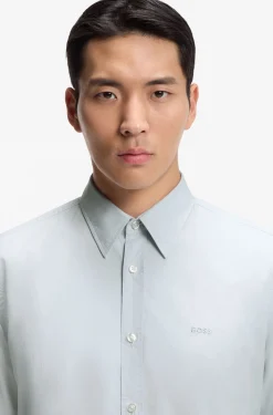 Regular-fit shirt in cotton poplin with embroidered logo