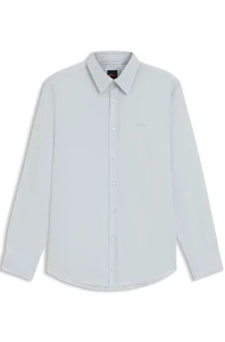 Regular-fit shirt in cotton poplin with embroidered logo