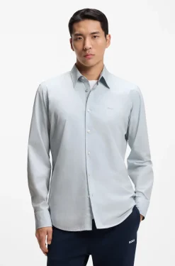 Regular-fit shirt in cotton poplin with embroidered logo