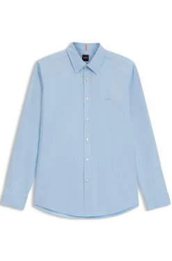 Regular-fit shirt in cotton poplin with embroidered logo