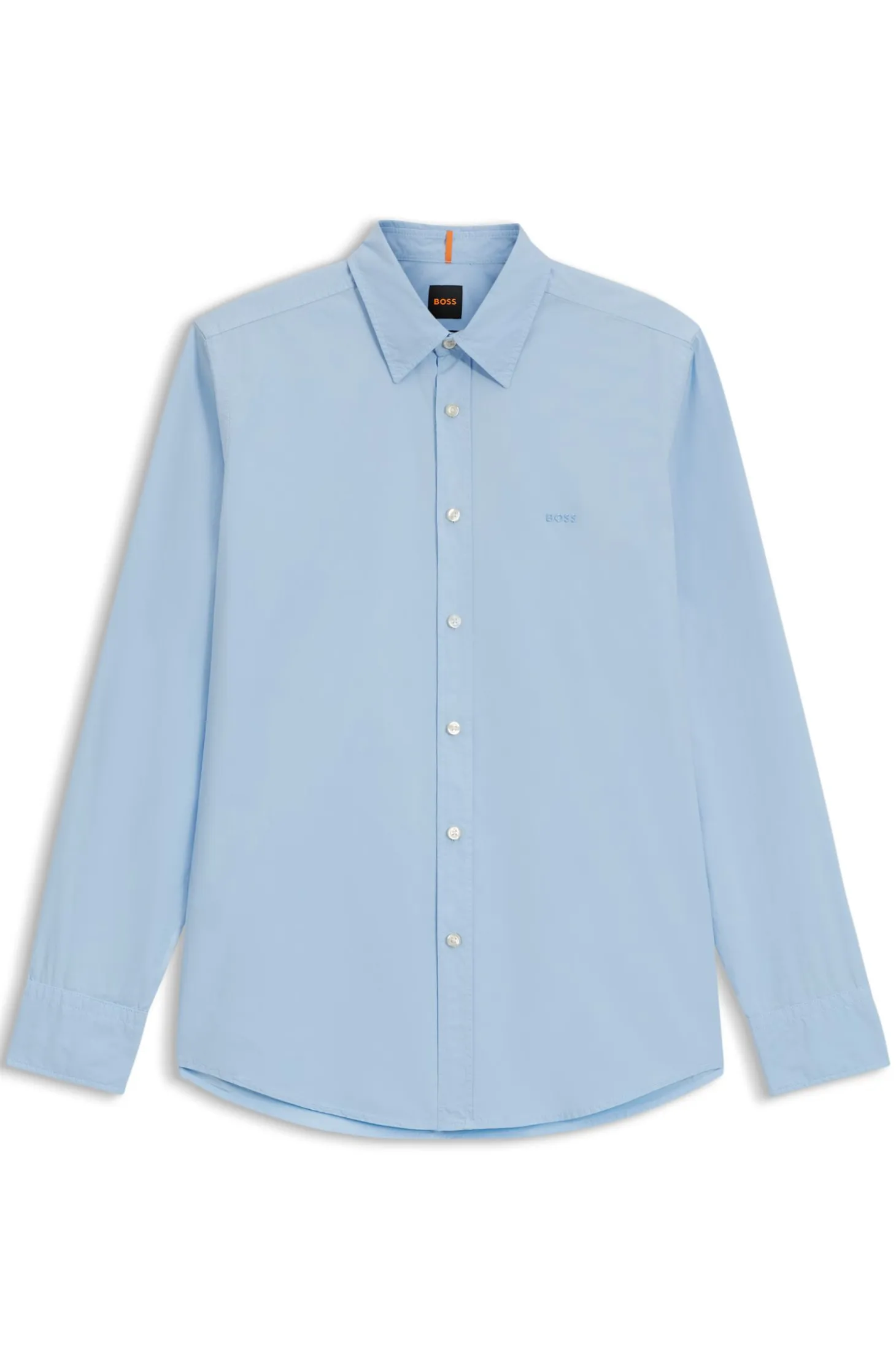 Regular-fit shirt in cotton poplin with embroidered logo