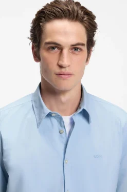 Regular-fit shirt in cotton poplin with embroidered logo