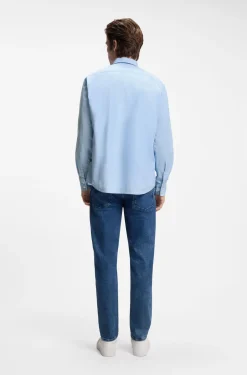 Regular-fit shirt in cotton poplin with embroidered logo