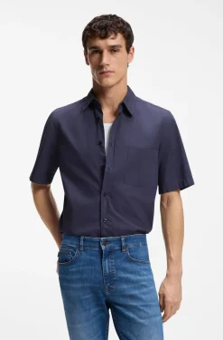 Regular-fit shirt in cotton poplin