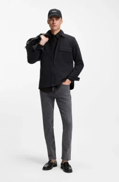 Regular-fit shirt in cotton poplin with embroidered logo