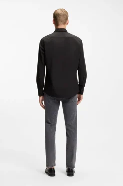 Regular-fit shirt in cotton poplin with embroidered logo