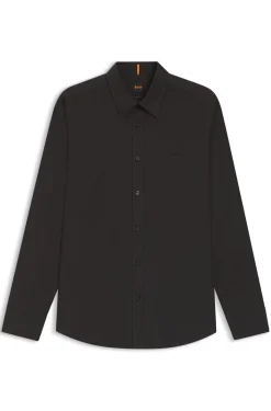 Regular-fit shirt in cotton poplin with embroidered logo