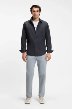 Regular-fit shirt in cotton poplin with embroidered logo