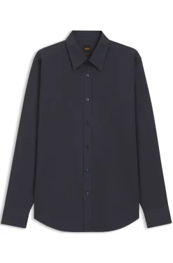Regular-fit shirt in cotton poplin with embroidered logo