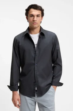 Regular-fit shirt in cotton poplin with embroidered logo