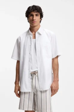 Regular-fit shirt in cotton poplin