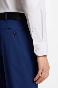 Regular-fit shirt in easy-iron stretch-cotton twill