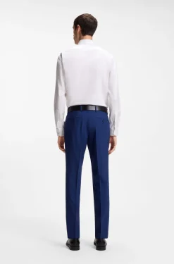 Regular-fit shirt in easy-iron stretch-cotton twill