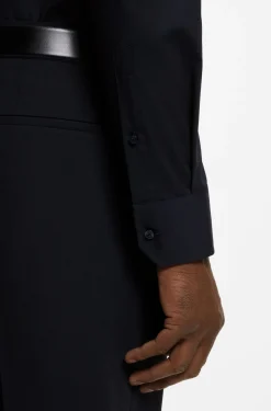 Regular-fit shirt in easy-iron stretch-cotton poplin