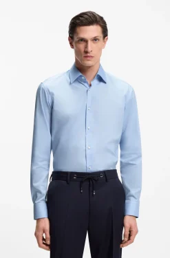 Regular-fit shirt in easy-iron cotton poplin