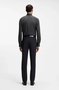 Regular-fit shirt in easy-iron stretch-cotton twill