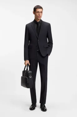 Regular-fit shirt in easy-iron stretch-cotton twill