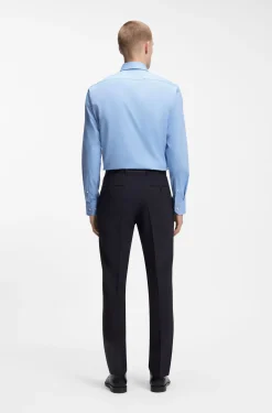 Regular-fit shirt in easy-iron stretch-cotton twill