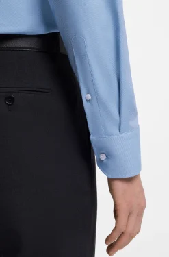 Regular-fit shirt in easy-iron stretch-cotton twill