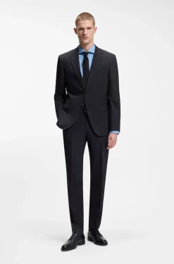 Regular-fit shirt in easy-iron stretch-cotton twill