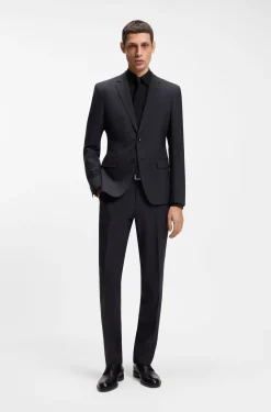 Regular-fit shirt in easy-iron stretch-cotton poplin