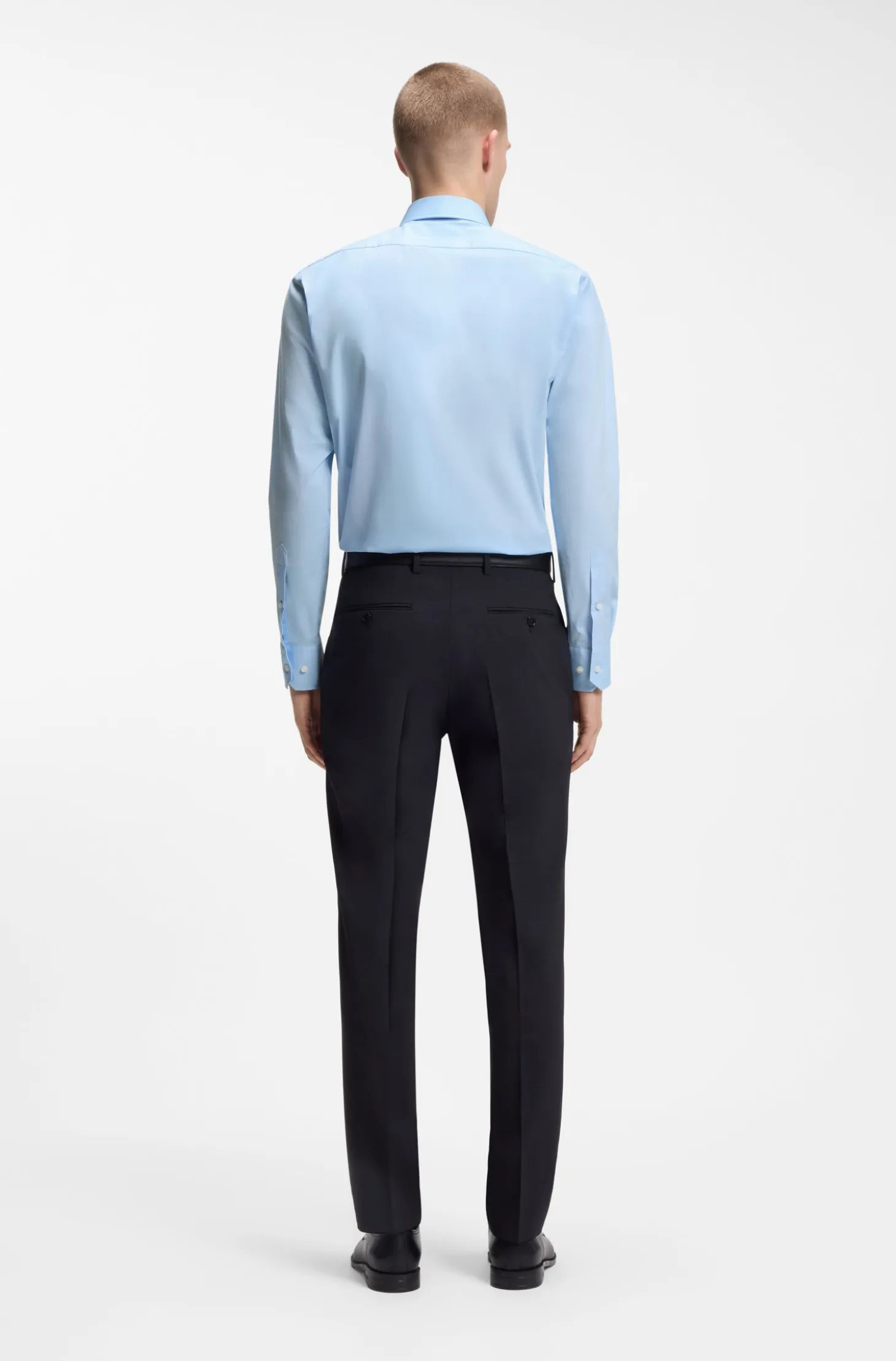 Regular-fit shirt in easy-iron stretch-cotton poplin
