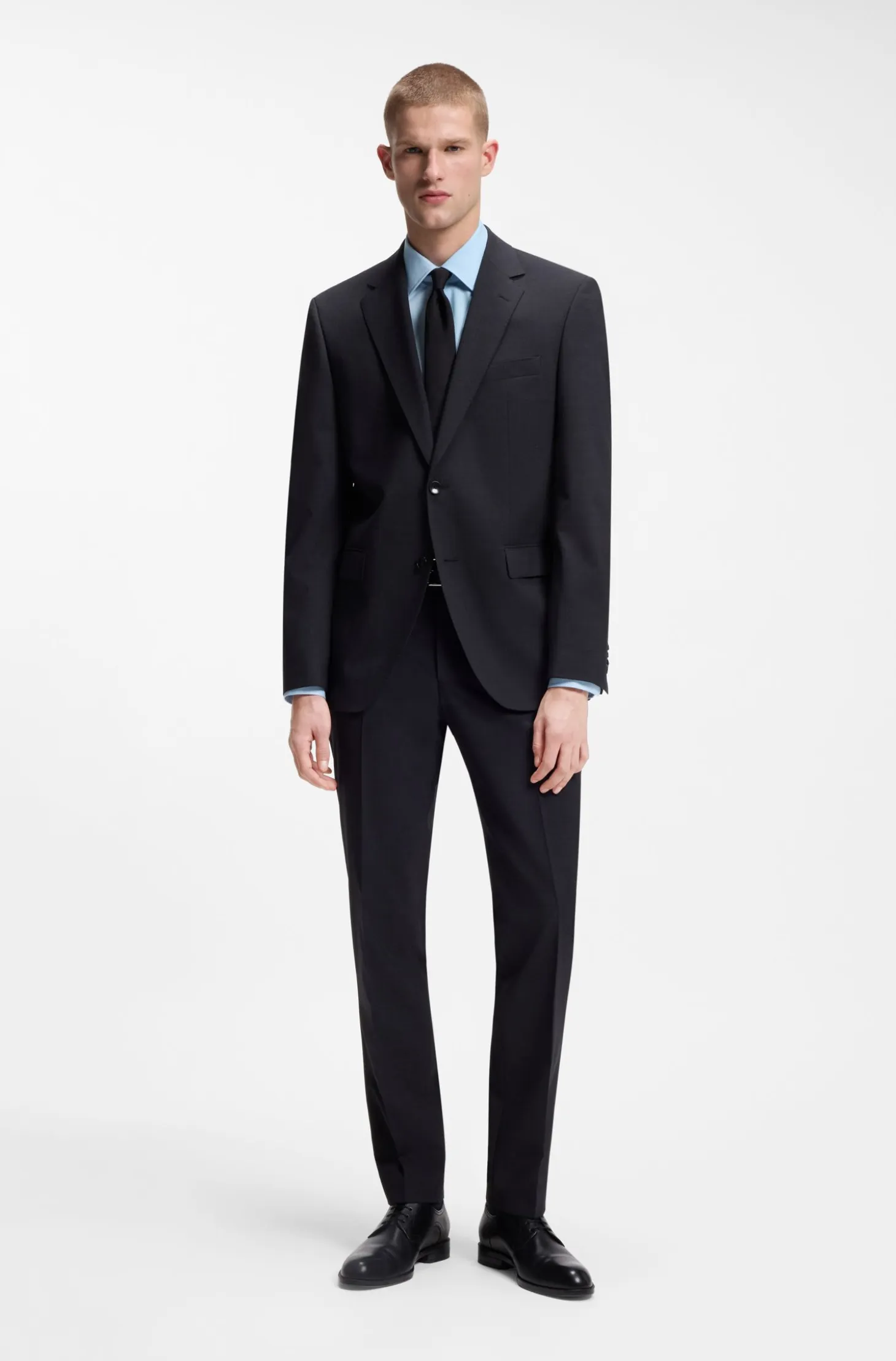 Regular-fit shirt in easy-iron stretch-cotton poplin