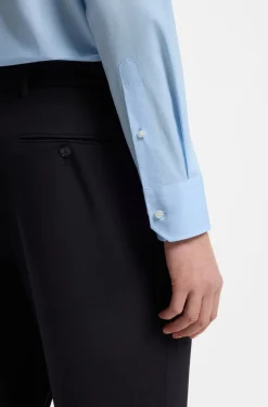 Regular-fit shirt in easy-iron stretch-cotton poplin