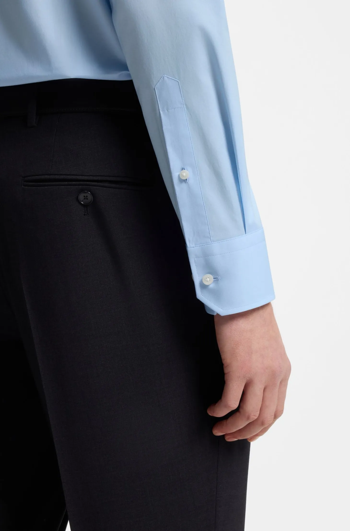 Regular-fit shirt in easy-iron stretch-cotton poplin