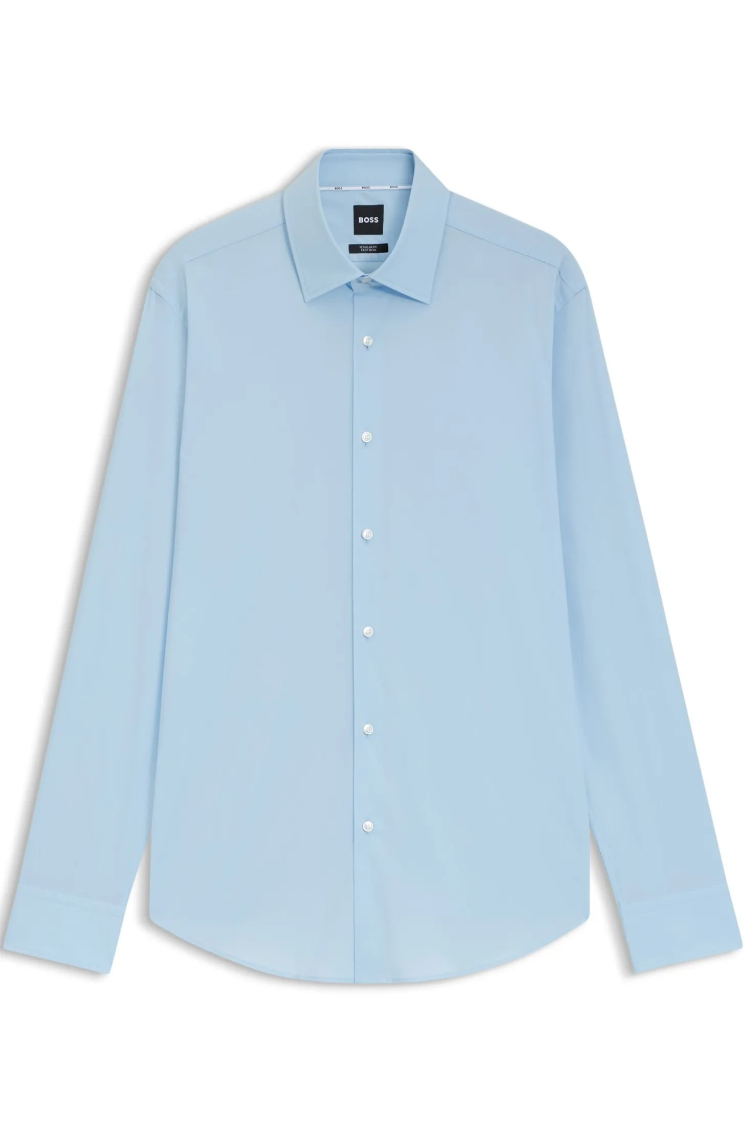 Regular-fit shirt in easy-iron stretch-cotton poplin