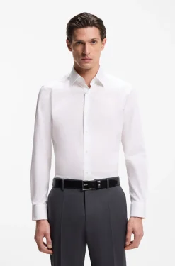 Regular-fit shirt in easy-iron cotton poplin