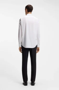 Regular-fit shirt in easy-iron stretch-cotton poplin