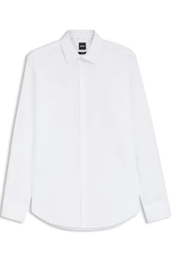 Regular-fit shirt in easy-iron stretch-cotton poplin
