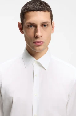Regular-fit shirt in easy-iron stretch-cotton poplin