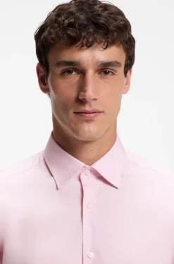 Regular-fit shirt in easy-iron stretch-cotton poplin