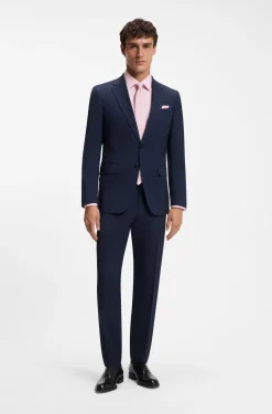 Regular-fit shirt in easy-iron stretch-cotton poplin