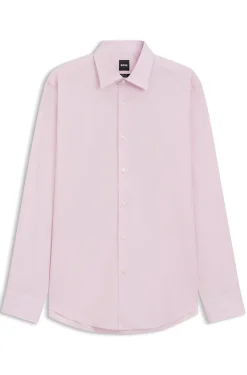Regular-fit shirt in easy-iron stretch-cotton poplin