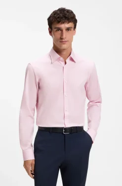 Regular-fit shirt in easy-iron stretch-cotton poplin